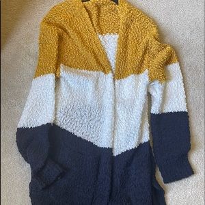 Gold Blue and White Popcorn oversized cardigan